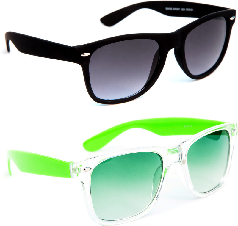 TheWhoop Wayfarer Sunglasses(Black, Green)