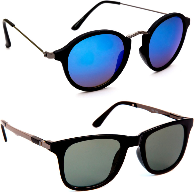 TheWhoop Round, Wayfarer Sunglasses(Blue, Black)