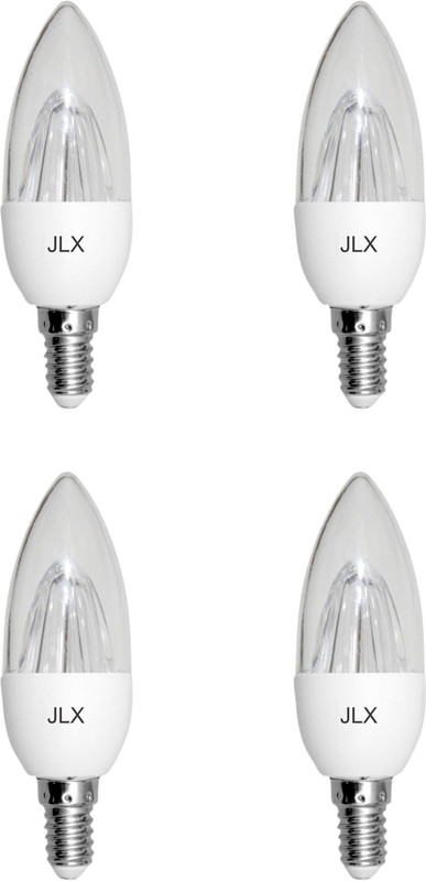 jlx 7-Watt Dimmable LED Candle Lights with Designer Lens, Warm-white Colour (3000K), Standard E14 Small Screw Holder, Pack of 4 For Wall Lamps And Chandelier Ceiling Lamp
