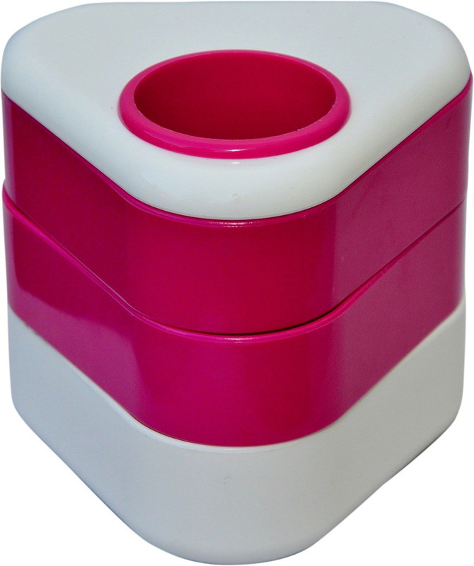 fabulo 4 Compartments Plastic Pen Holder(Pink, White)