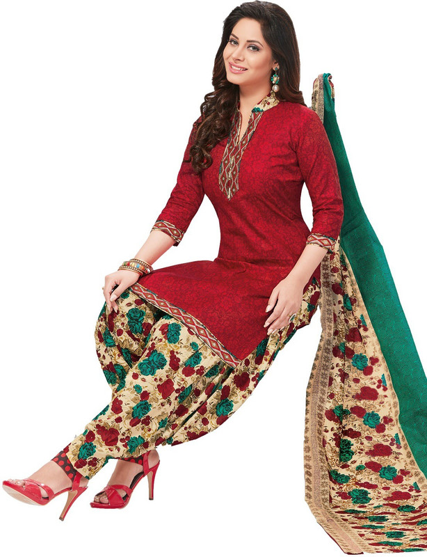 baalar Cotton Blend Printed Salwar Suit Material(Unstitched)