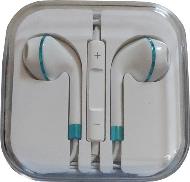 parbati enterprise High Quality Earpone Wired Headset with Mic(White, Blue, In the Ear)