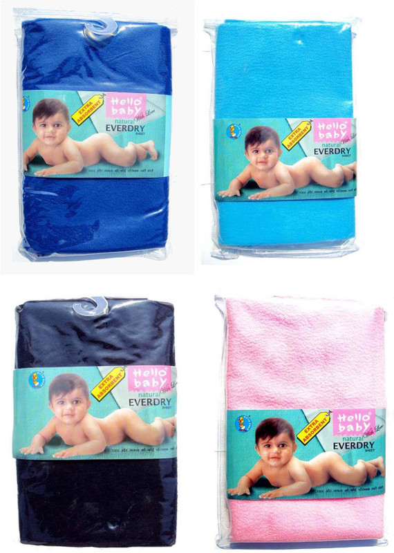 Hello Baby Extra Absorbent Natural Quick Dry Waterproof Bed Protector - Royal Blue & Deep Blue Small, Sky Blue & Pink Medium combo(Multicolor)