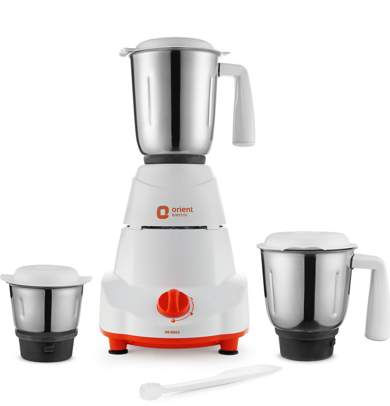 Orient Electric Elite MG5001G 500 W Mixer Grinder(White and Orange, 3 Jars)