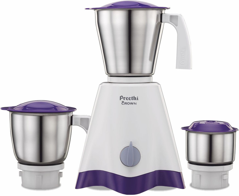 Preethi Crown MG-205 500 W Mixer Grinder(White/Purple, 3 Jars)