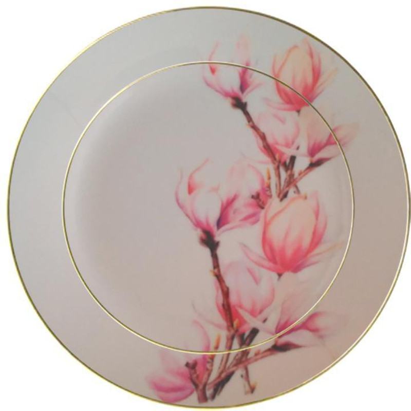 fabulloso Leaf Designs Shaded Pink Floral Quarter Plate Charger Plate