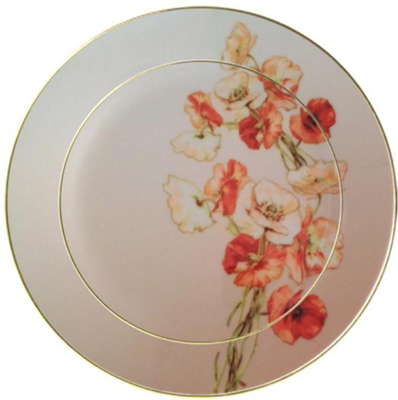 fabulloso Leaf Designs Shaded Taupe Floral Quarter Plate Charger Plate
