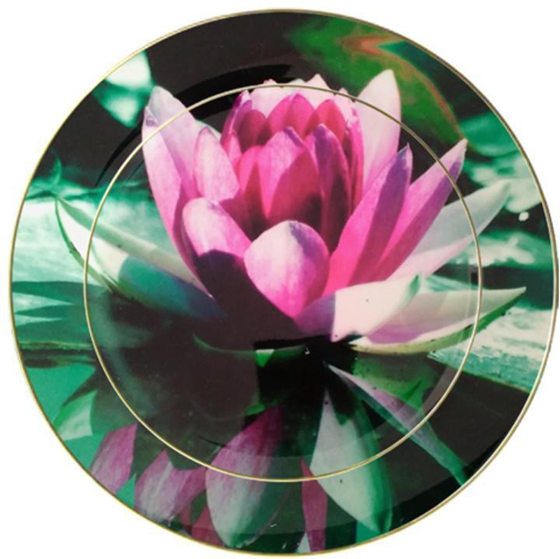 fabulloso Leaf Designs Lotus Ceramic Quarter Plate Charger Plate
