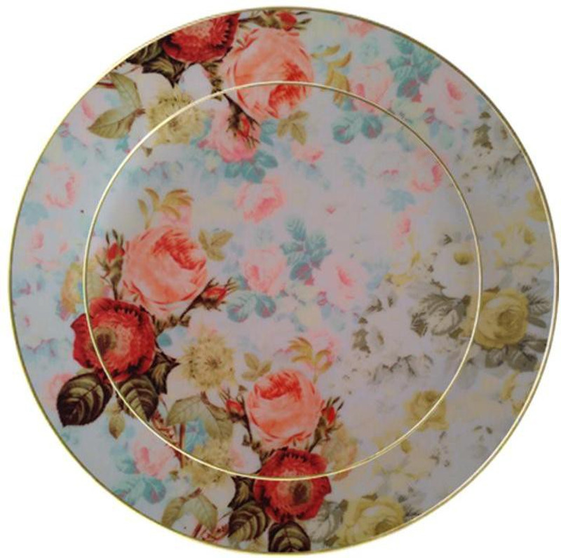fabulloso Leaf Designs Light Blue Vintage Quarter Plate Charger Plate