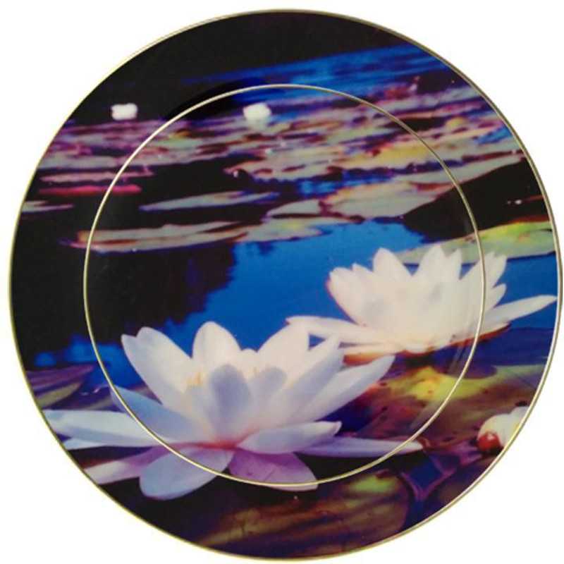 fabulloso Leaf Designs White Lotus Ceramic Quarter Plate Charger Plate