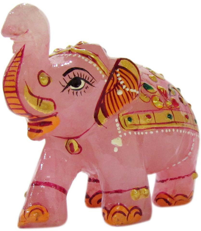 traditional villa Handicrafts Traditional Rose Quartz Stone Painted Elephant 4 Inch Decorative Showpiece  -  4 cm(Stoneware, Pink)