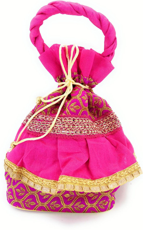 magnas MagnasTM Potlis, Square Potli, Flat Potli, Ethnic Potli, Ethnic Wristlets (Pink) Potli(Multicolor)