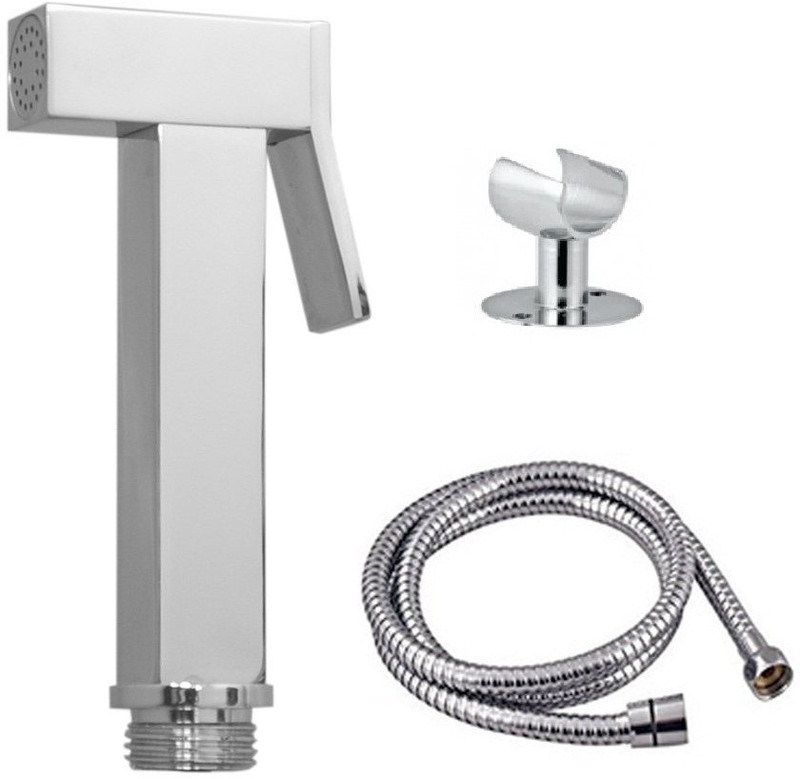 vontas Square Brass Health Faucet with Stainless Steel Tube and Brass Holder Faucet Set