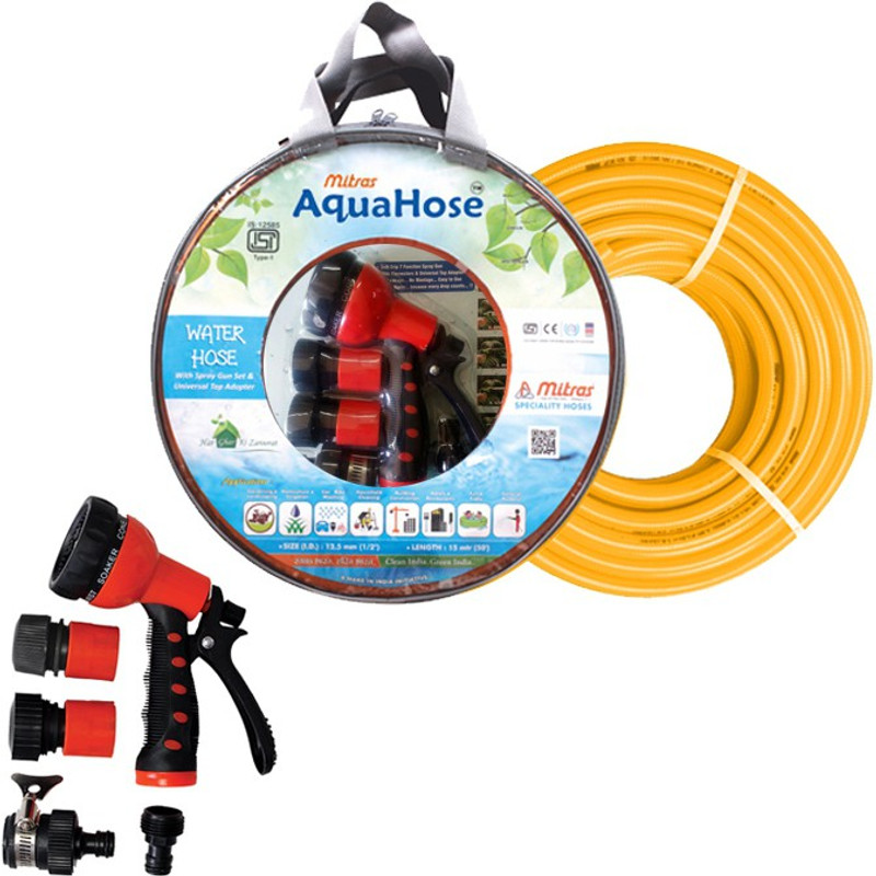 aquahose Water Hose Set Orange 7.5mtr (20mm ID) Hose Pipe Vehicle Brake Cleaner(0 ml)