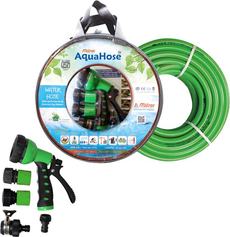 aquahose Water Hose Set Green 7.5mtr (20mm ID) Hose Pipe Vehicle Brake Cleaner(0 ml)