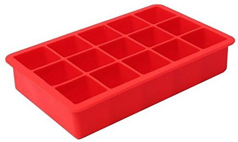 MOSHTU Cube Tray Flexible Silicone Create Square Ice Cube Mold Makes 15 Perfect Ice Cubes Ice Cube (blue color) Blue Silicone Ice Cube Tray(Pack of1)