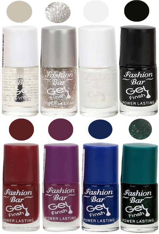 Fashion Bar Nail Polish Gift Combo Set Black(Pack of 8)
