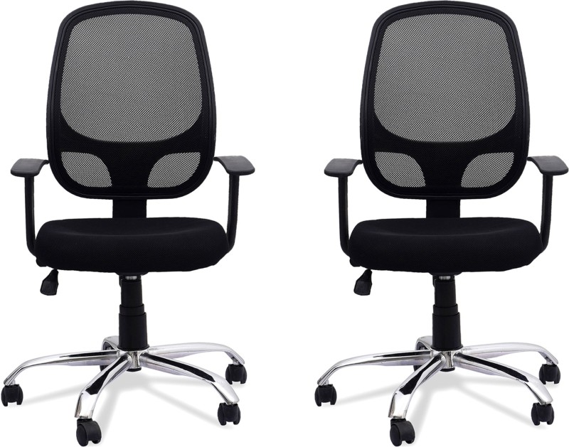 DZYN Furnitures Linen Office Executive Chair(Black, Set of 2)