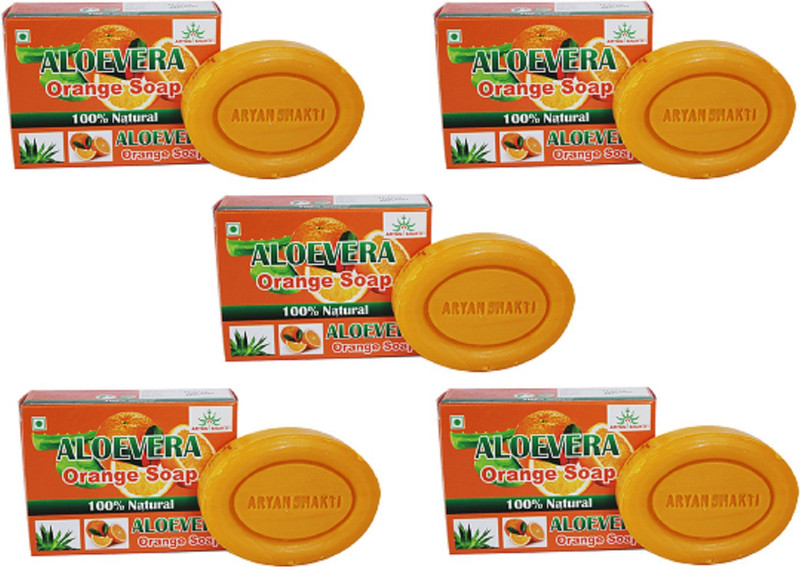 AryanShakti Aloevera Orange Soap | 100% natural(5 x 75 g)