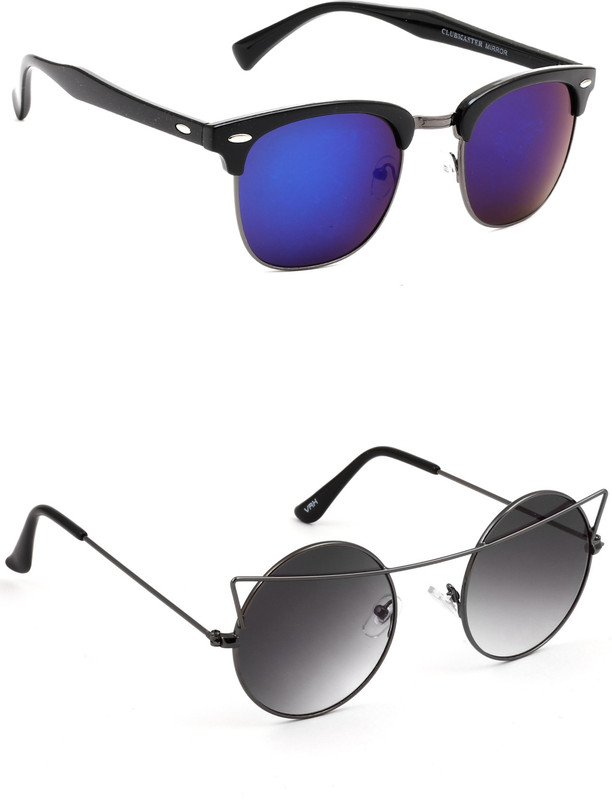 Eyeland Wayfarer, Round, Oval Sunglasses(Multicolor, Black) Eyeland Wayfarer, Round, Oval Sunglasses(Multicolor, Black)