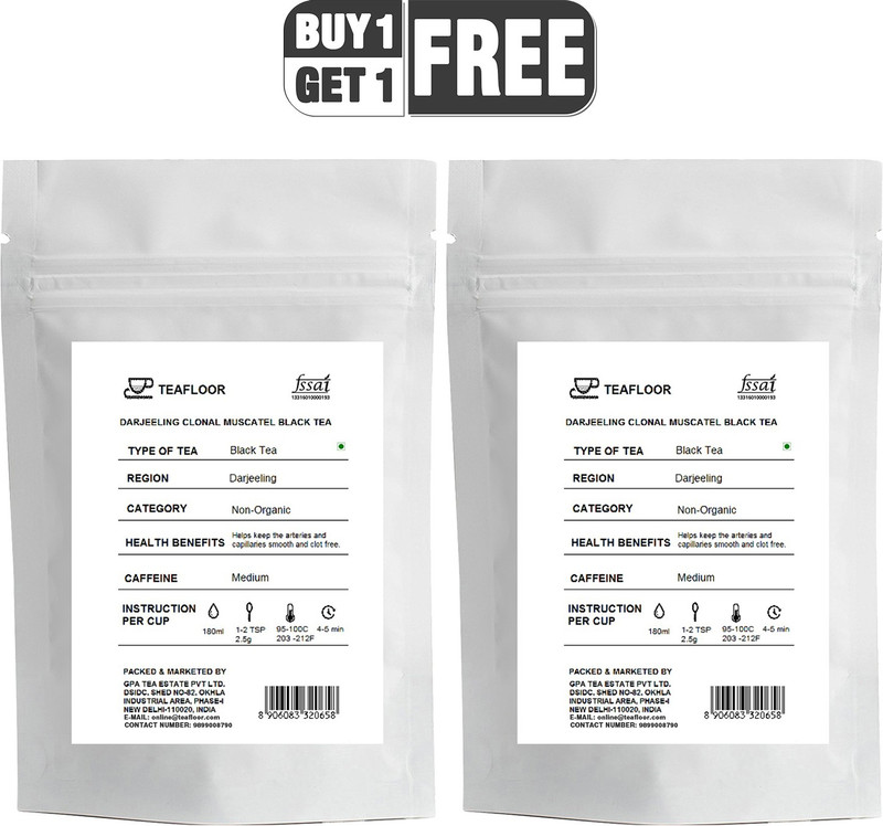 Tea Floor Buy 1 Get 1 Free Darjeeling Clonal Muscatel Unflavoured Black Tea Vacuum Pack(200 g)