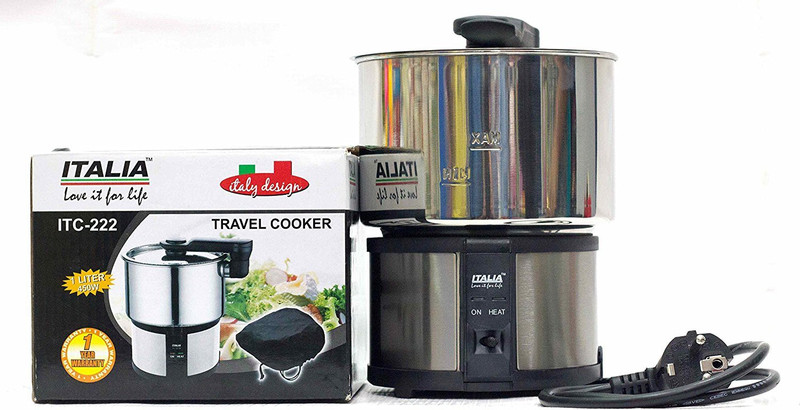 ITALIA itc-222 Electric Rice Cooker(1 L, Steel & Black)