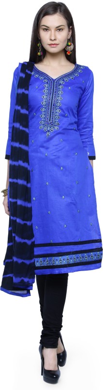 Kvsfab Satin Blend Embroidered Salwar Suit Material(Unstitched)