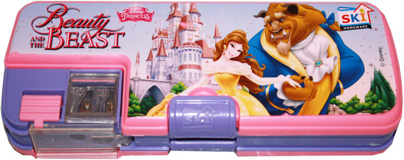 ski series cartoon character Art Plastic Pencil Box(Set of 1, Pink, Purple)