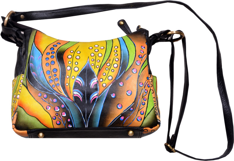 niyaro High quality leather Hand painted by artists Waterproof Sling Bag(Multicolor, 5 L)