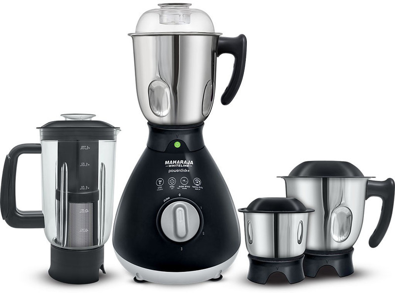 Maharaja Whiteline POWERCLICK + 750 W Mixer Grinder(Black, 4 Jars)