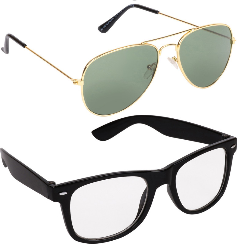 Aligatorr Wayfarer, Aviator Sunglasses(Clear, Green)
