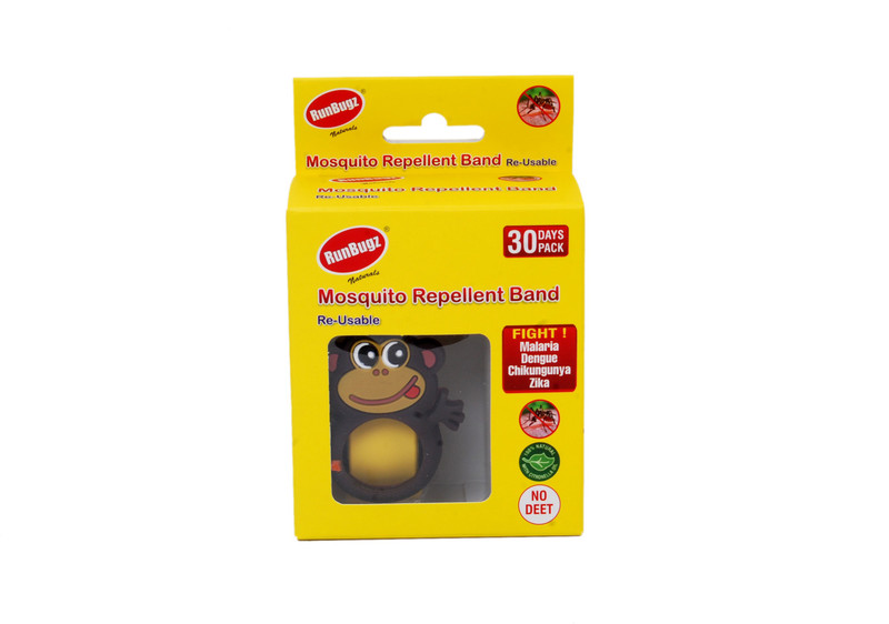 runbugz MONKEY MOSQUITO REPELLENT BAND WITH 2 REFILLABLE TABS Yellow - 1 Month Pack