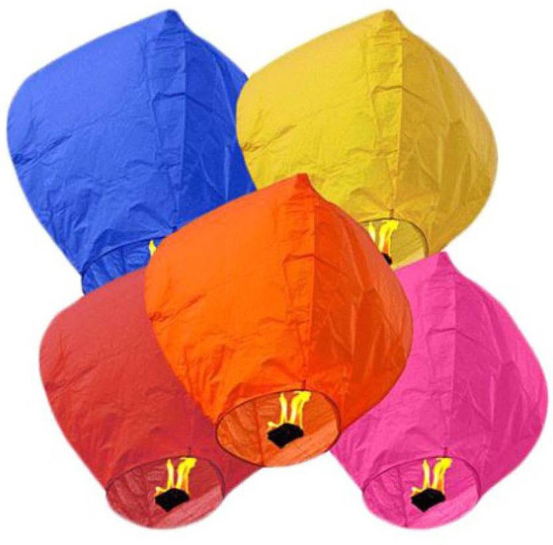 selva front Paper Lantern Multicolor Paper Sky Lantern Pack of 5 Multicolor Paper Sky Lantern(6 cm X 6 cm, Pack of 5)