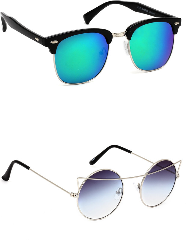 Eyeland Wayfarer, Round, Oval Sunglasses(Multicolor, Blue) Eyeland Wayfarer, Round, Oval Sunglasses(Multicolor, Blue)