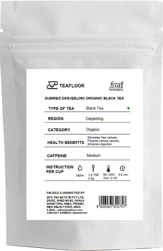 Tea Floor Summer Darjeeling Organic Unflavoured Black Tea Vacuum Pack(100 g)