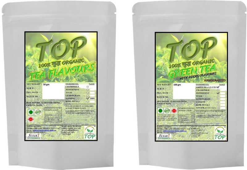 Top Organic Mint Green Tea with Organic Jasmine Tea (150 gms) Herbal Tea Vacuum Pack(150 g)