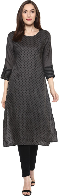 Krapal Casual Printed Women Kurti(Grey)