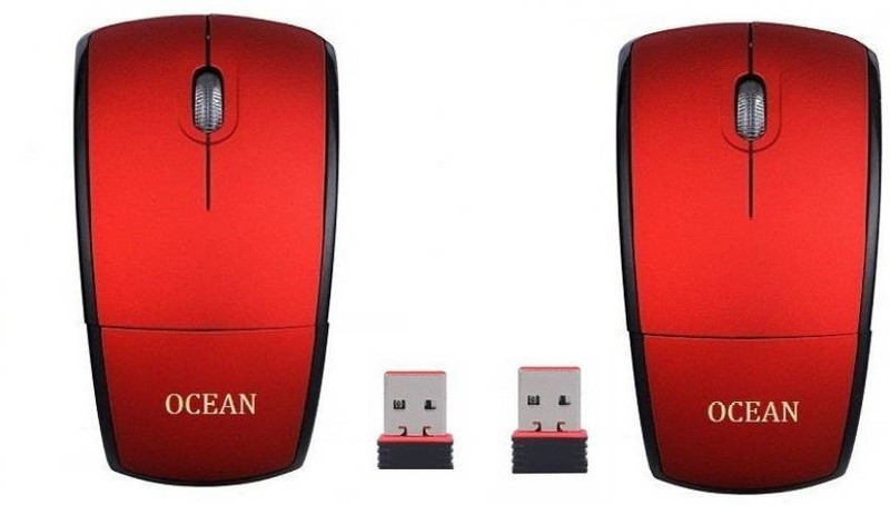 Oxza Sets Of 2 Ocean 2.4Ghz Foldable ARC Wireless Optical Gaming Mouse(USB, Red)
