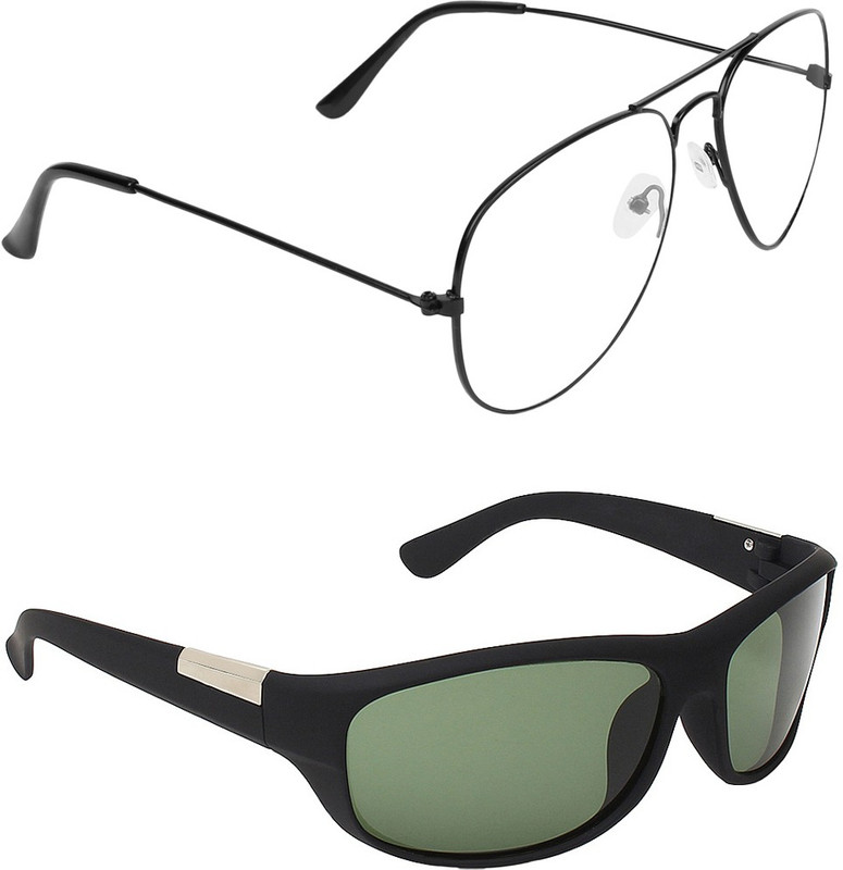 Zyaden Aviator, Wrap-around Sunglasses(Clear, Green)