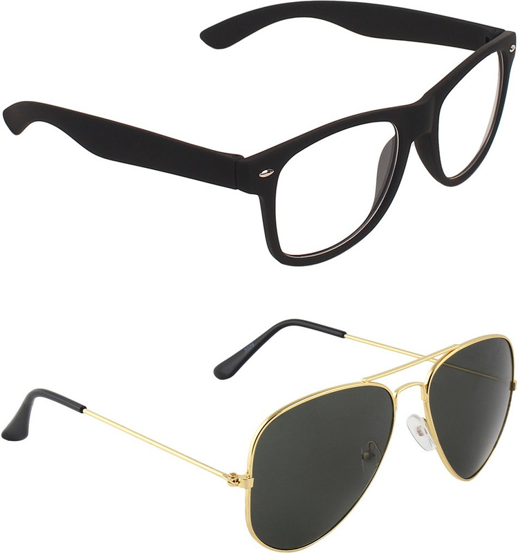 Zyaden Wayfarer, Aviator Sunglasses(Clear, Black)