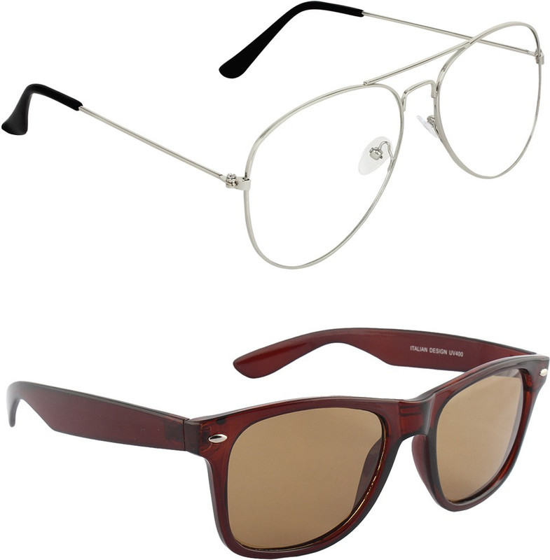 Zyaden Aviator, Wayfarer Sunglasses(Clear, Brown)
