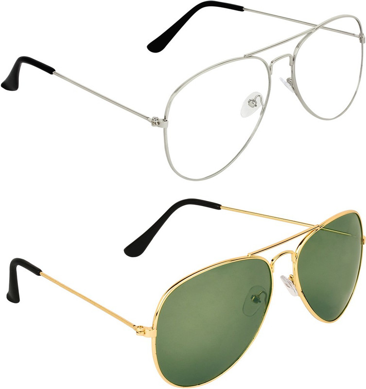 Zyaden Aviator, Aviator Sunglasses(Clear, Green)