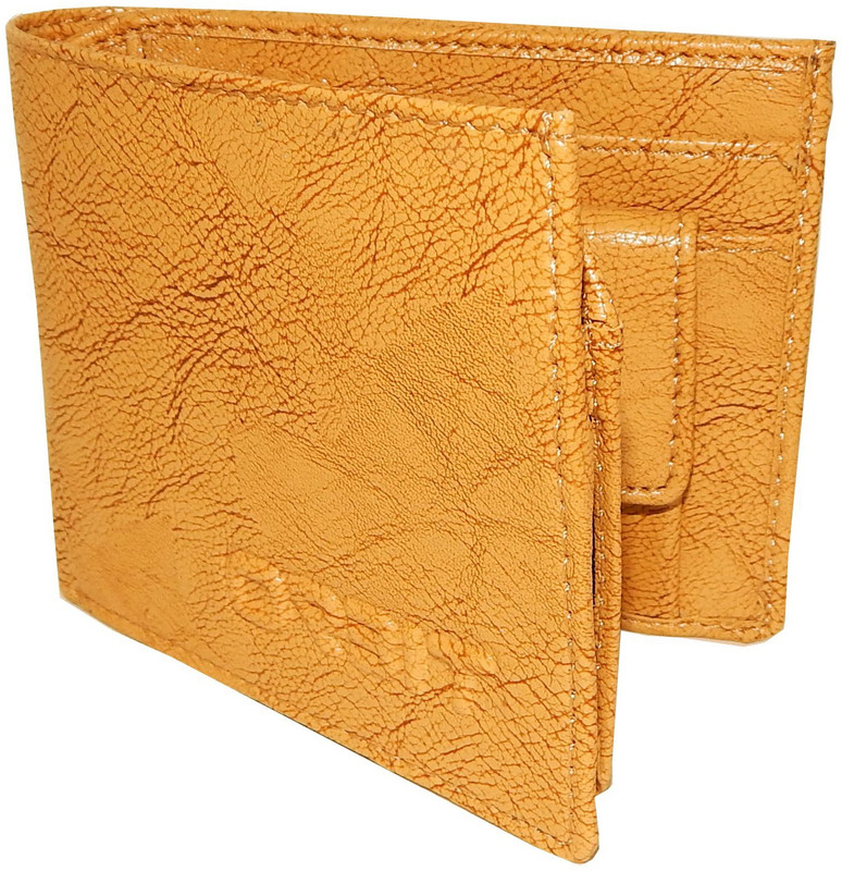 Orbit Men Tan Genuine Leather, Fabric Wallet(4 Card Slots)