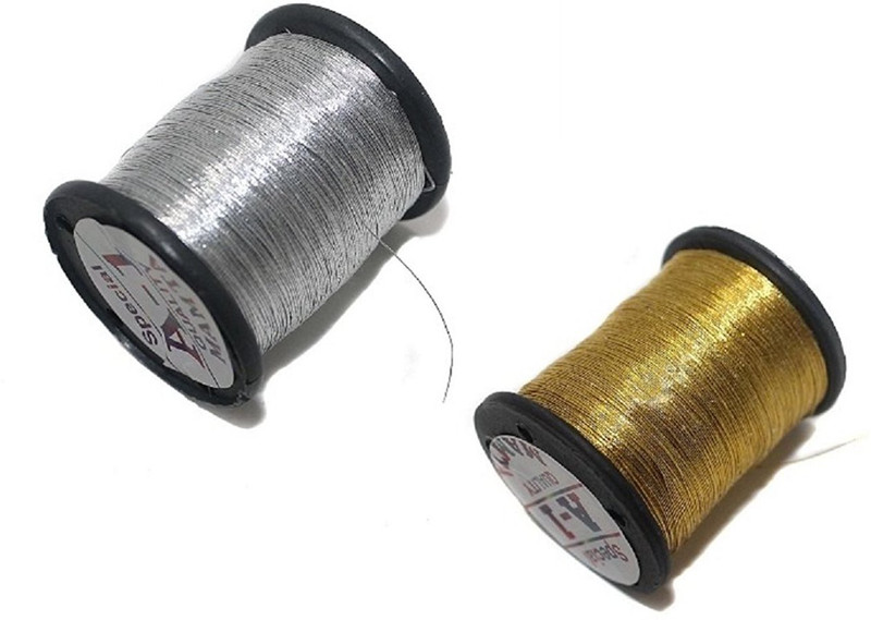 swing Zari thread for bangle, jhumkis, embroidery & crafts, Silver & Golden Combo