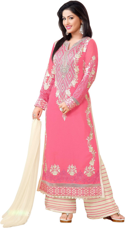 Mada Georgette Embroidered Kurta & Palazzo Material(Unstitched)