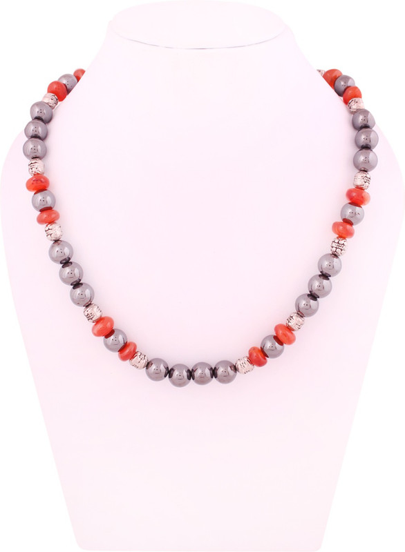 acclare Carnelian & Black Haematite Semi Precious stones String Carnelian, Crystal Stone Necklace