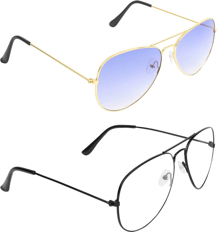 Zyaden Aviator, Aviator Sunglasses(Blue, Clear)