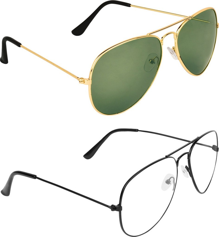 Zyaden Aviator, Aviator Sunglasses(Green, Clear)