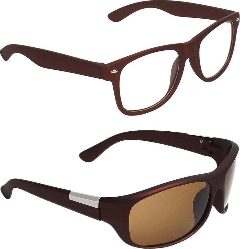 Zyaden Wayfarer, Wrap-around Sunglasses(Clear, Brown)