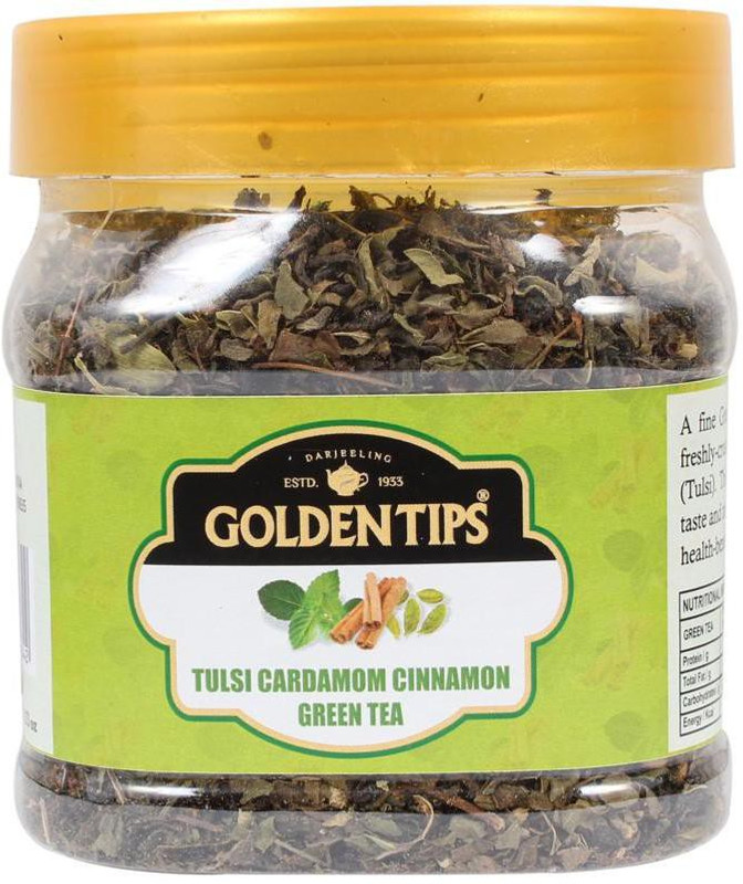 Golden Tips Tulsi Cardamom Cinnamon Green Tea 100g / 3.53oz (40 Cups) Spices Green Tea(100 g, Box)